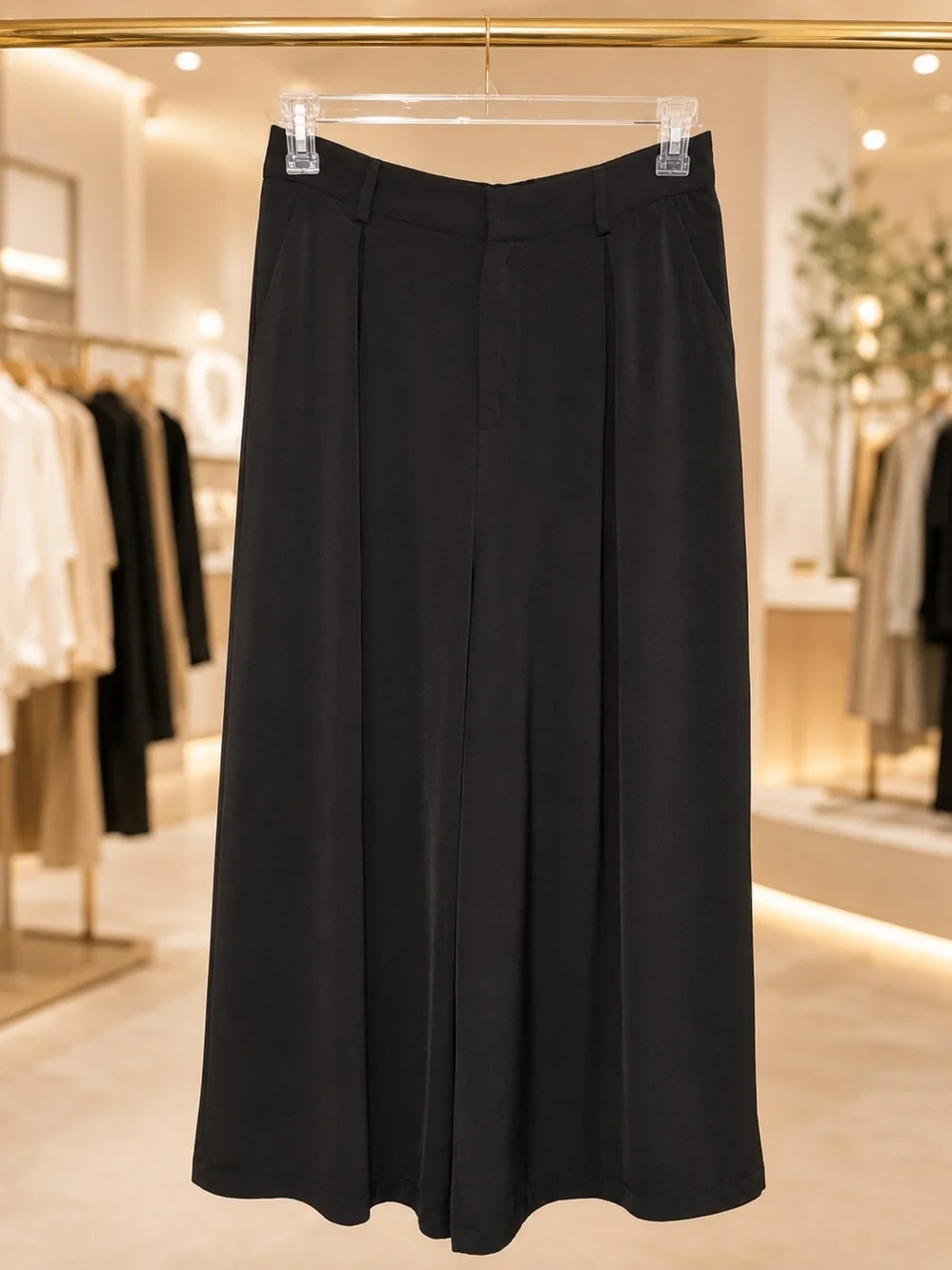 Tronjori Black High Waist Wide Leg Maxi Palazzo Pants Size L, NWOT